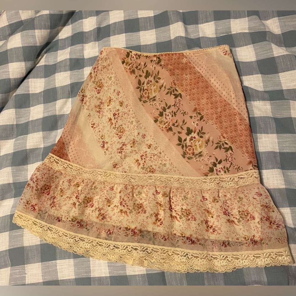 G-dresses Y2K shabby chic style floral lace slip skirt